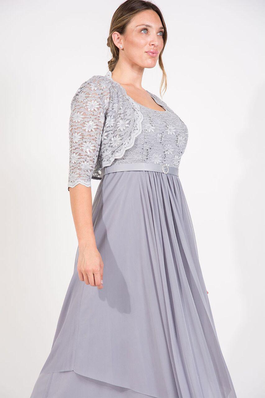 R&M Richards 7300W Plus Size Long Formal Mother of the Bride Jacket Dress