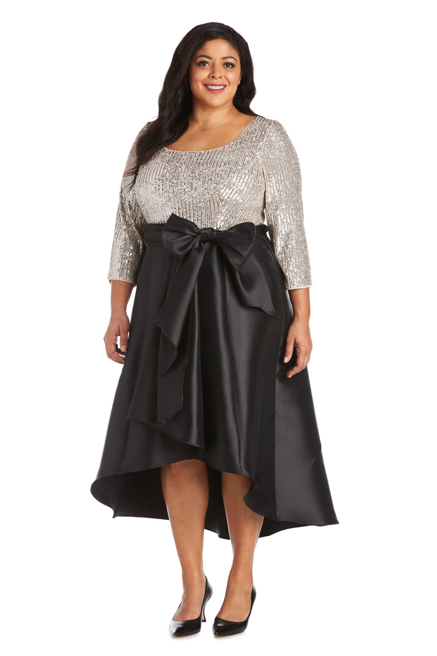 R&M Richards Plus Size High Low Dress 7411W - The Dress Outlet