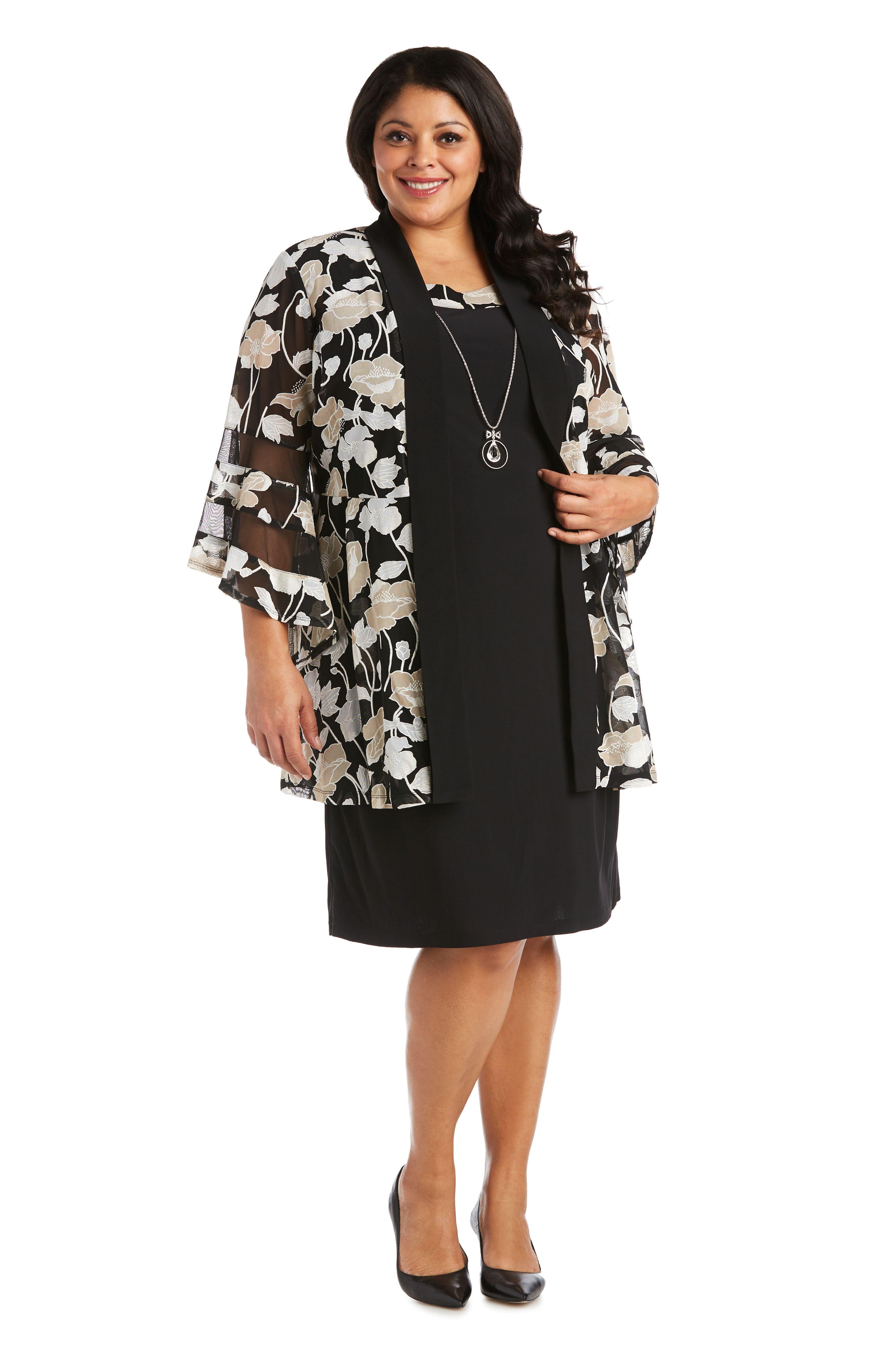 R&M Richards Short Plus Size Print Jacket Dress 7509W - The Dress Outlet