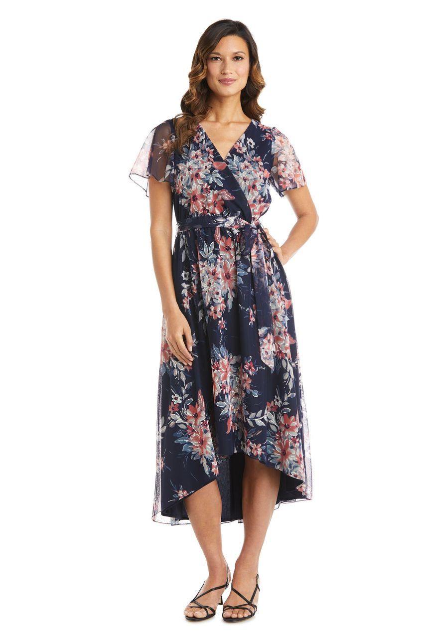 R&M Richards High Low Print Dress 7790 - The Dress Outlet
