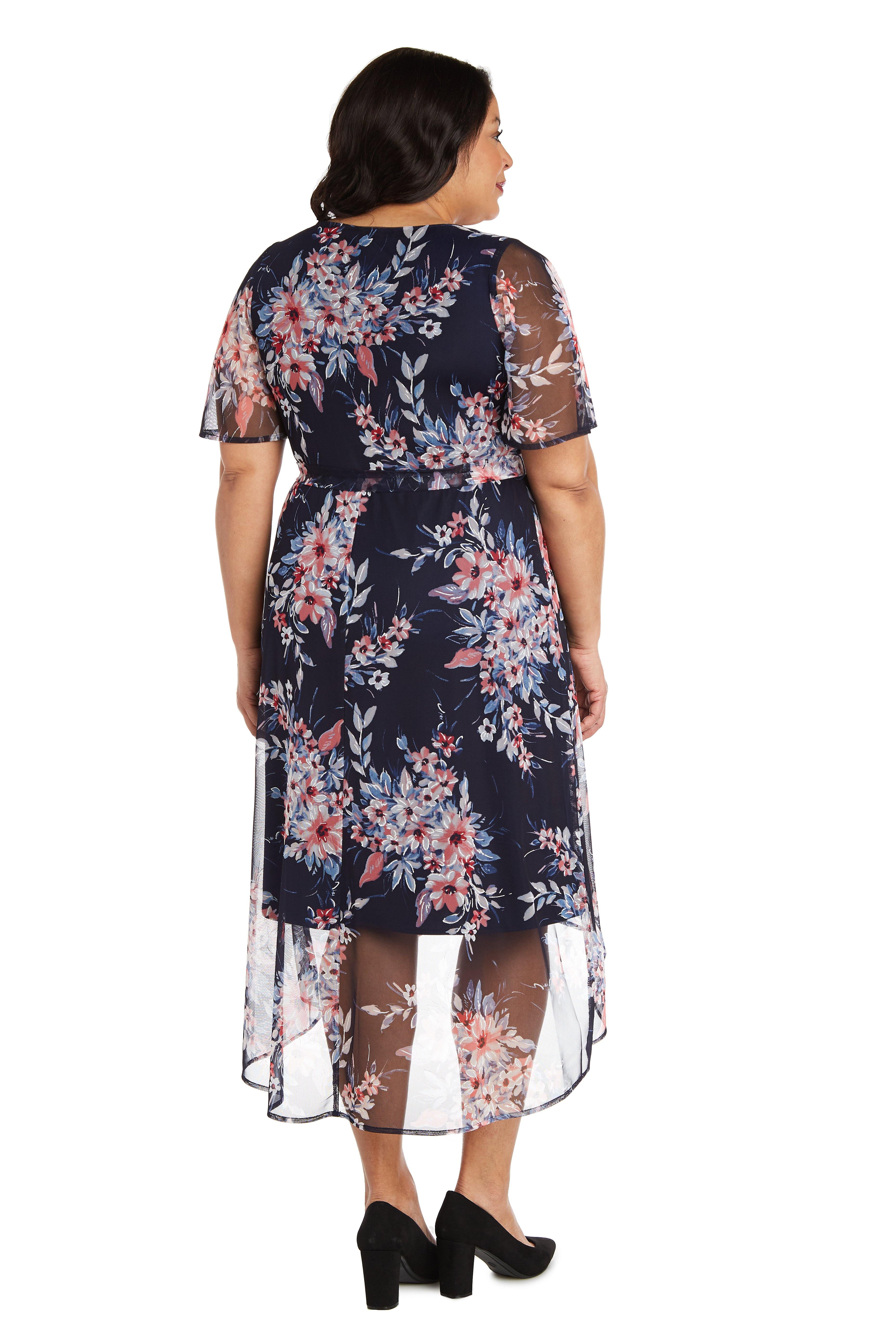 R&M Richards Plus Size Print High Low Dress 7790W - The Dress Outlet