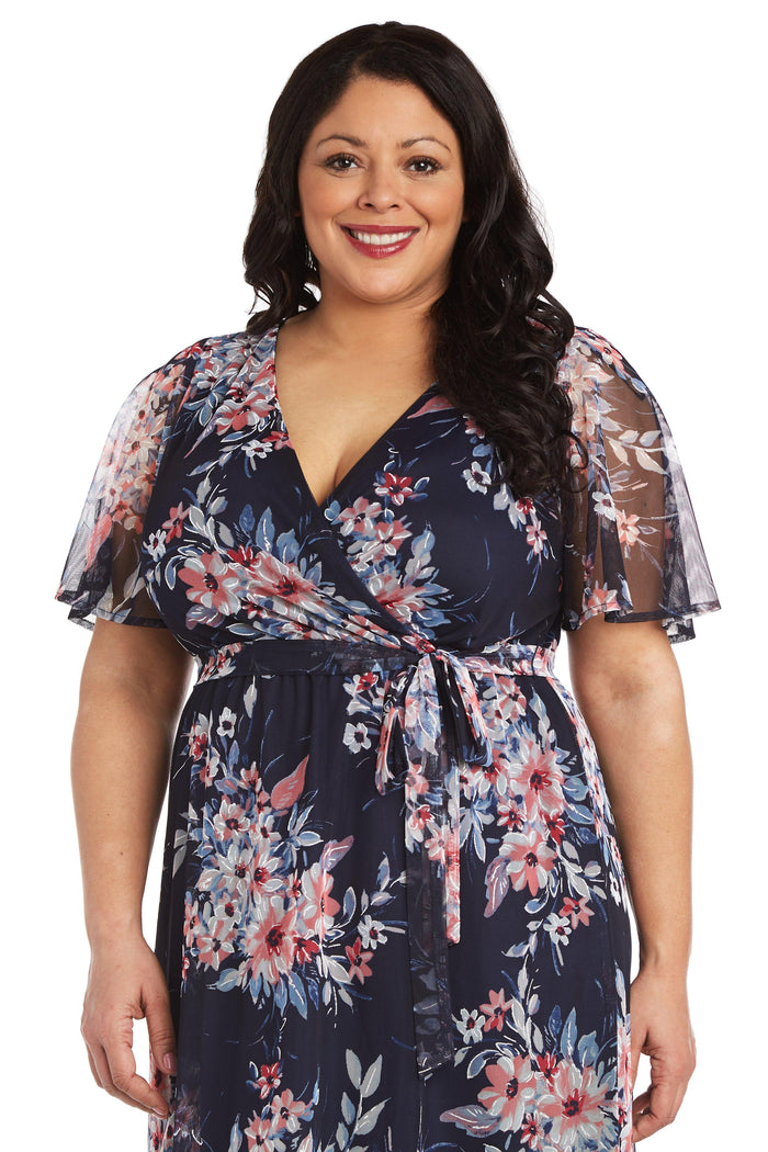 R&M Richards Plus Size Print High Low Dress 7790W - The Dress Outlet