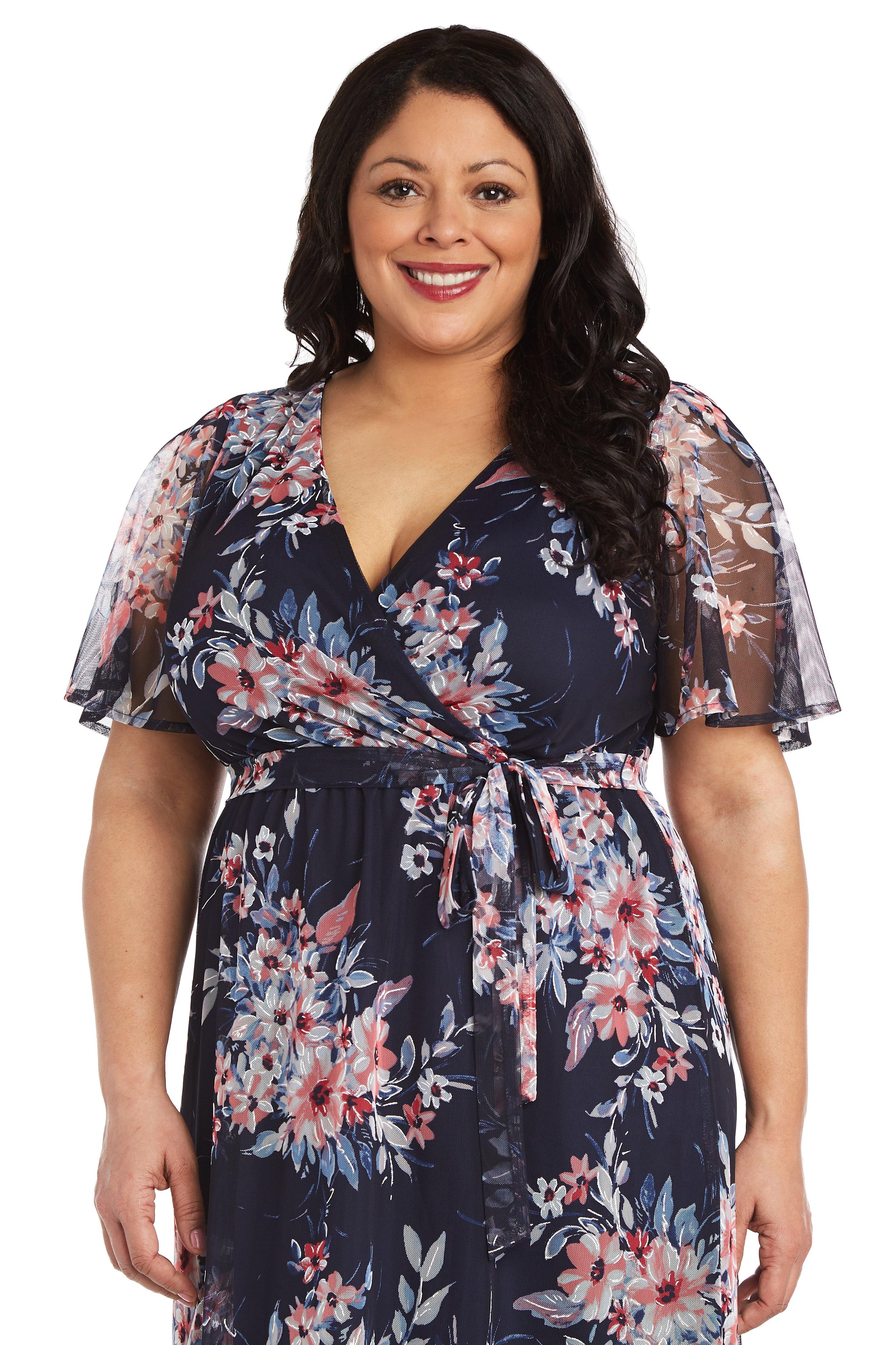 R&M Richards Plus Size Print High Low Dress 7790W - The Dress Outlet