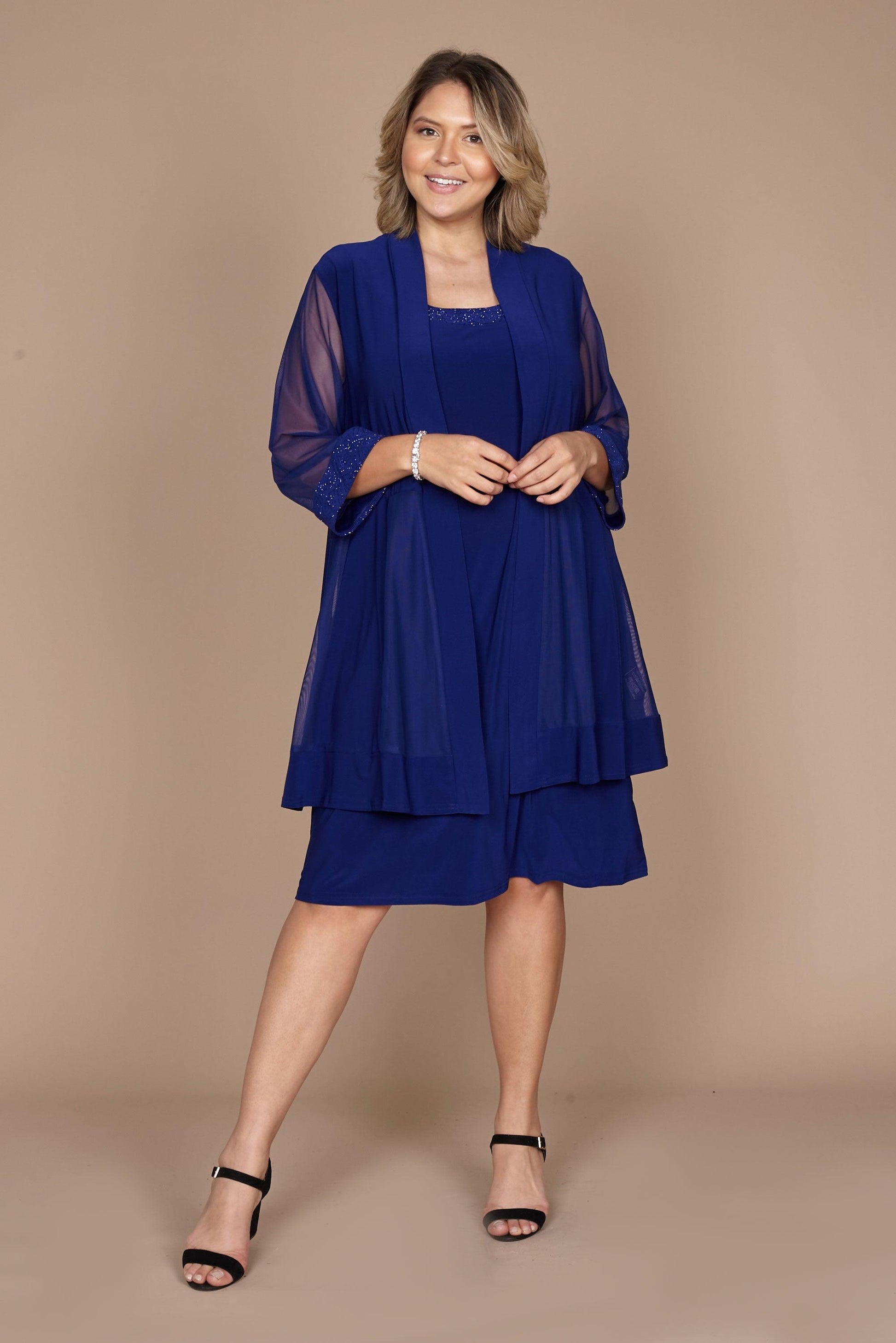 R&M Richards 8271W Short Mother Of Bride Plus Size Dress