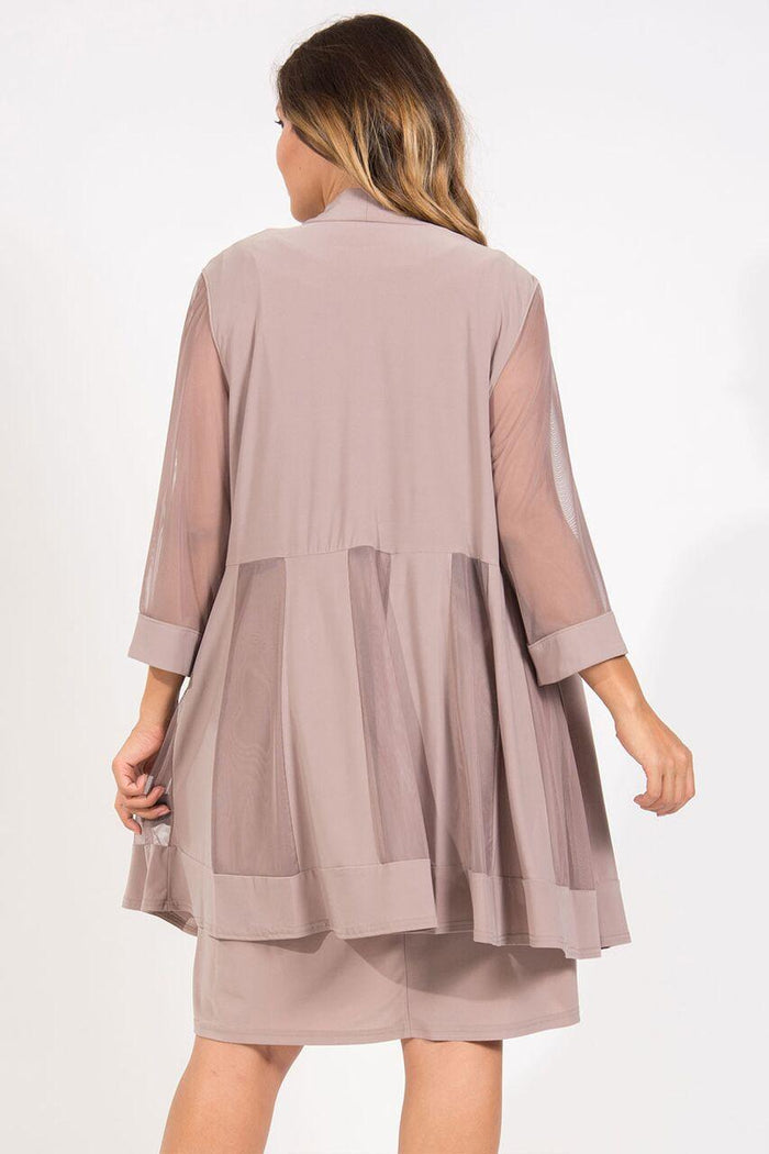 R&M Richards Short Formal Mother of the Bride Plus Size Dress Mocha