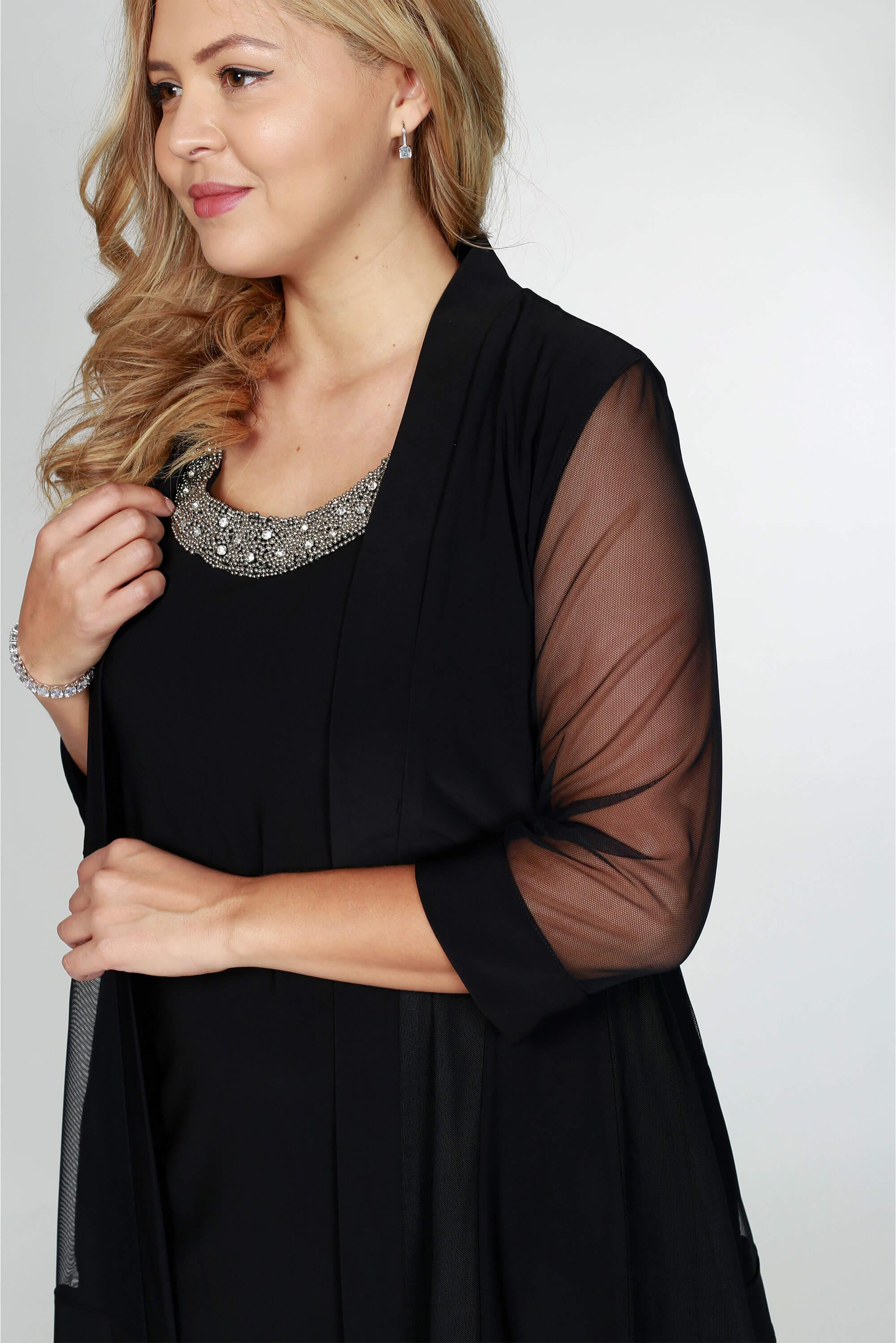 R&M Richards Short Formal Mother of the Bride Plus Size Dress Black