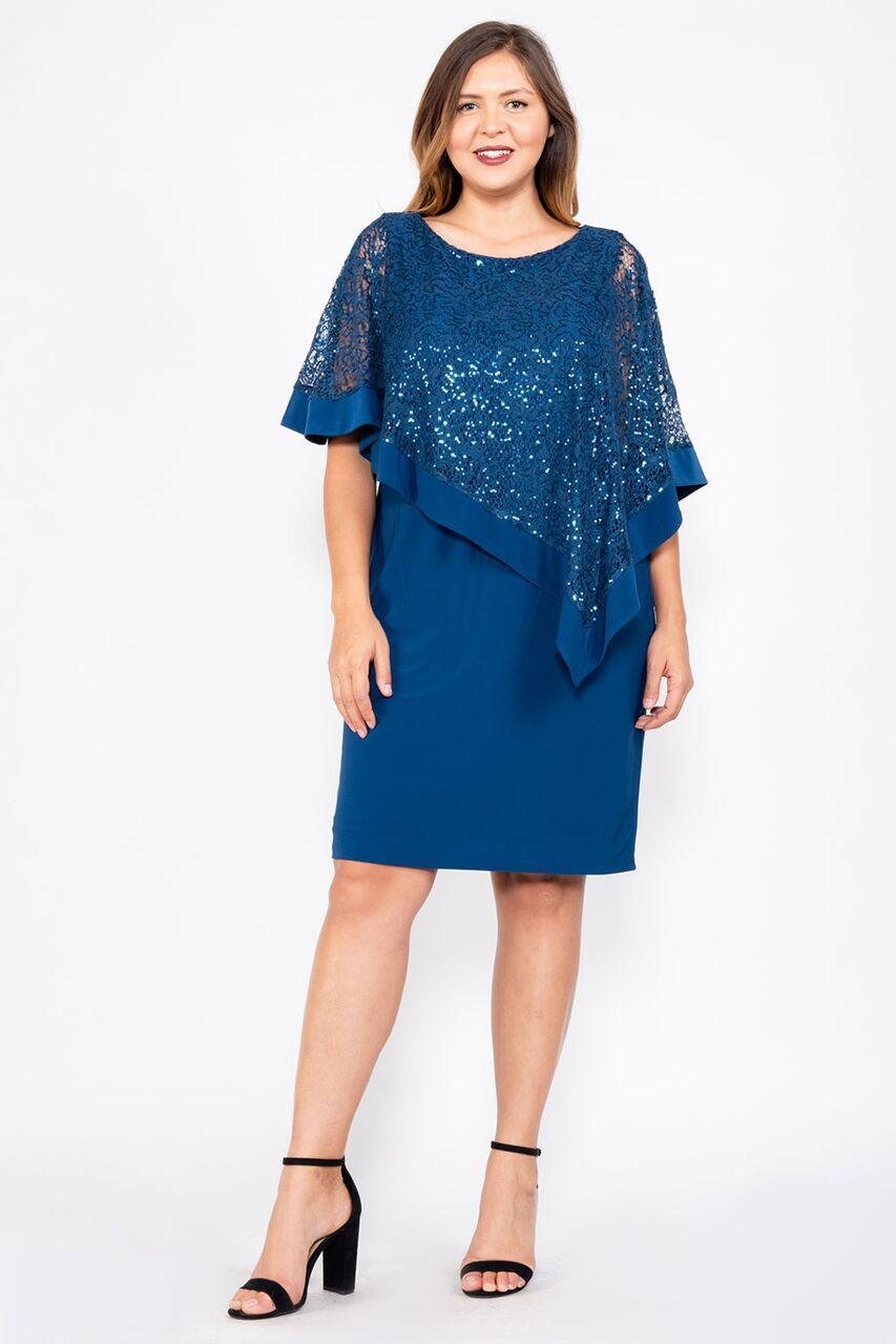 R&M Richards 8749W Plus Size Mother of the Bride Short Dress