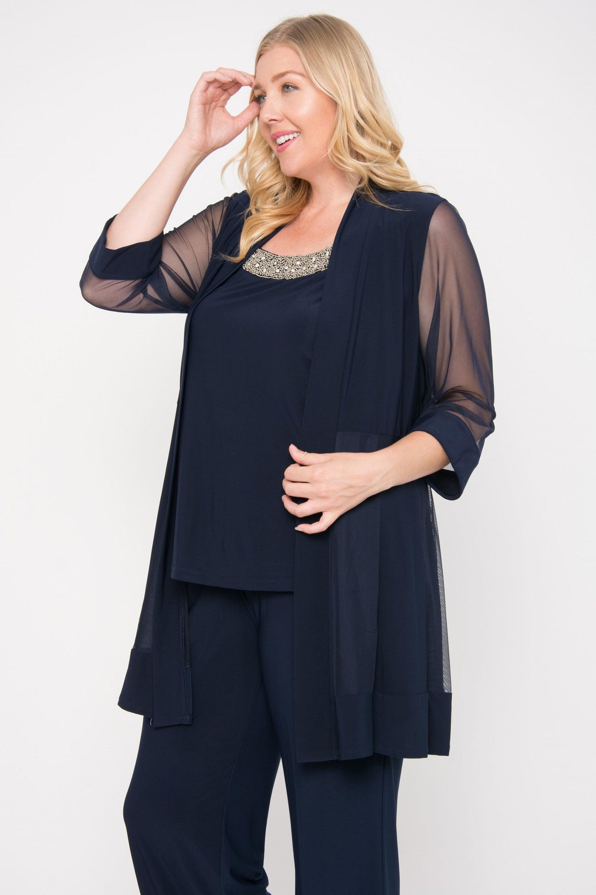 R&M Richards 8764W Plus Size Mother of the Bride Formal Pant Suit
