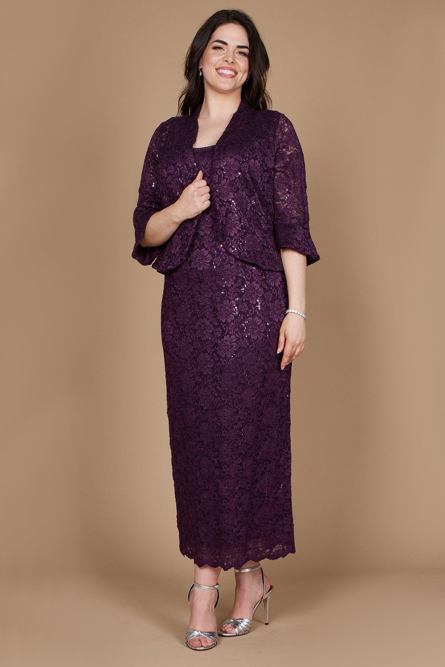 R&M Richards Long Plus Size Formal Dress Plum