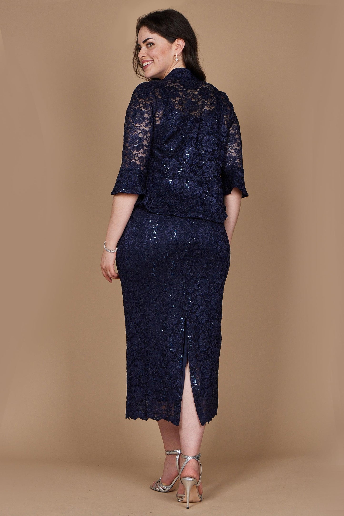 R&M Richards Long Plus Size Formal Dress Navy