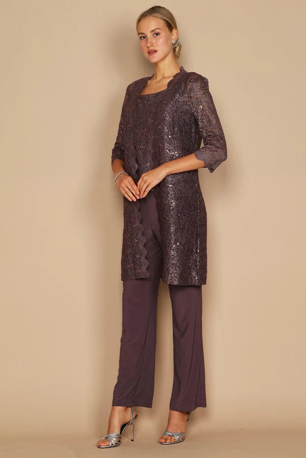 Metallic Lace Pant Suit R&M Richards 1993