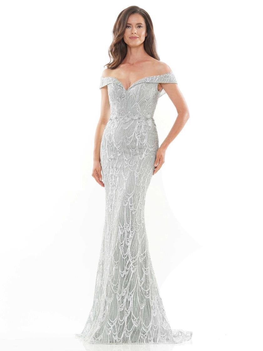 Rina di Montella Beaded Off Shoulder Long Dress 2739 - The Dress Outlet