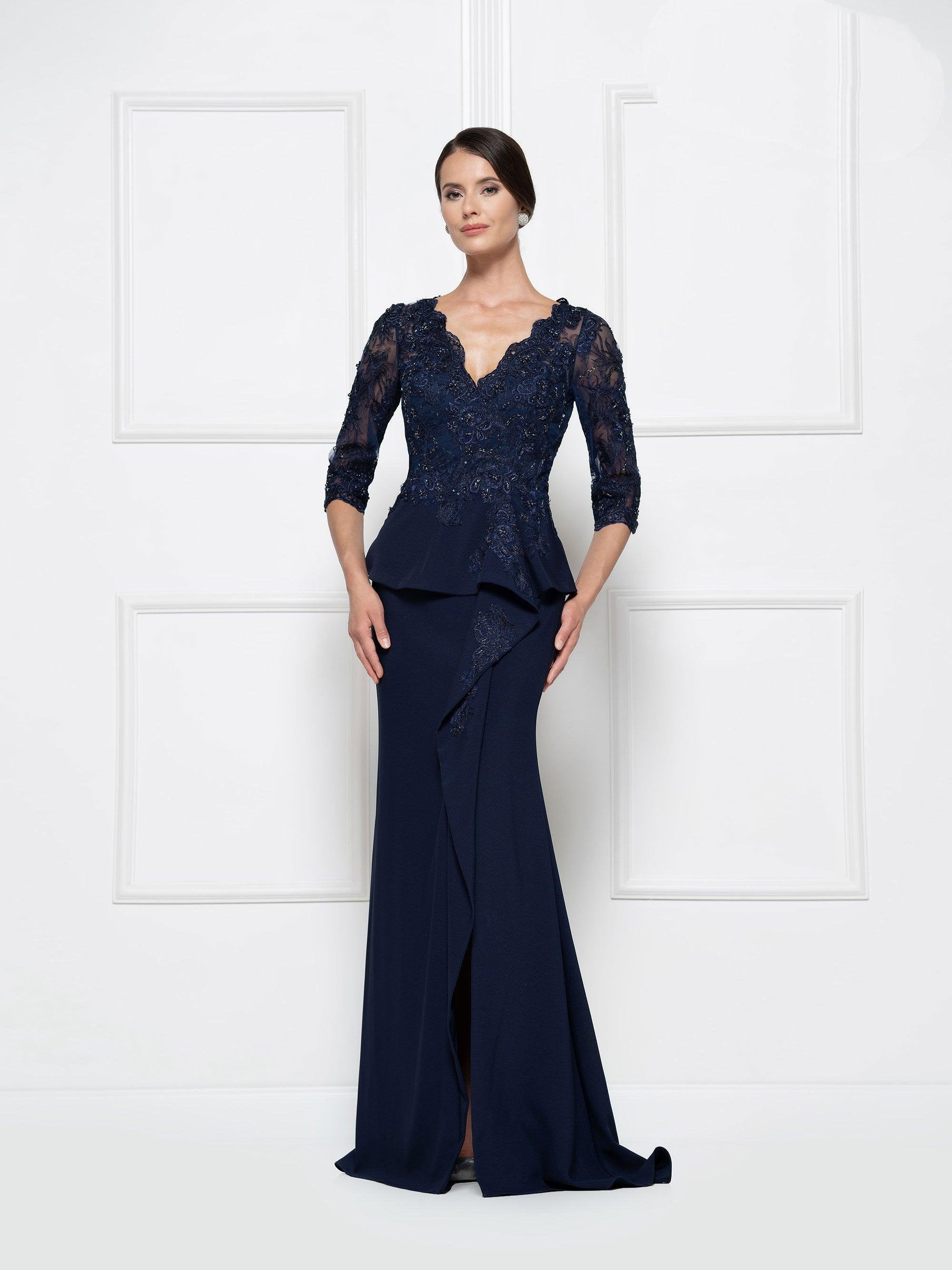 Rina di Montella Peplum Style Long Dress 2685 - The Dress Outlet