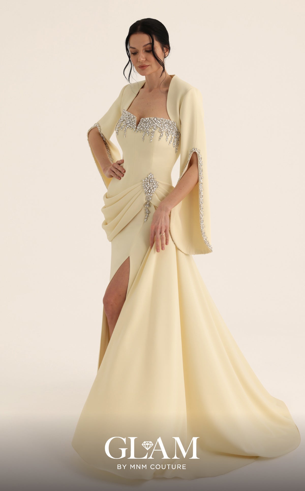 Sweetheart Floor-Length Crepe Formal Sheath MNM Couture O07851