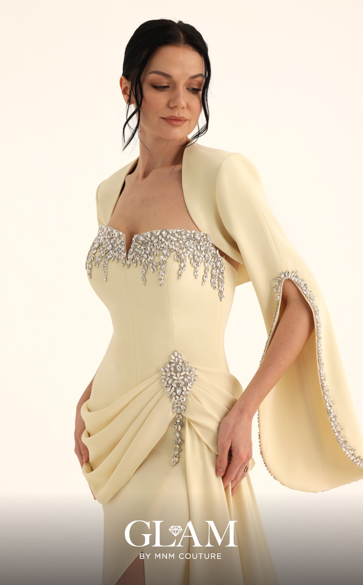 Sweetheart Floor-Length Crepe Formal Sheath MNM Couture O07851