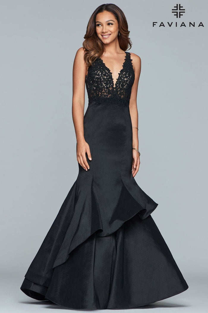 Prom Dresses Long Beaded Layered Prom Formal Dress Black