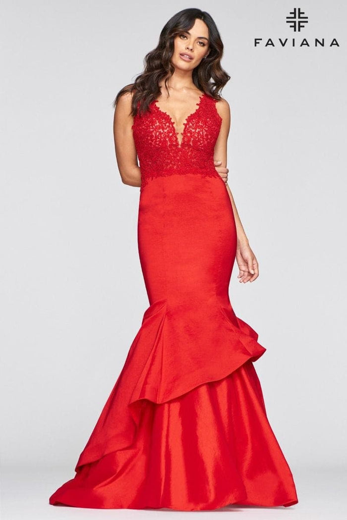 Prom Dresses Long Beaded Layered Prom Formal Dress Red