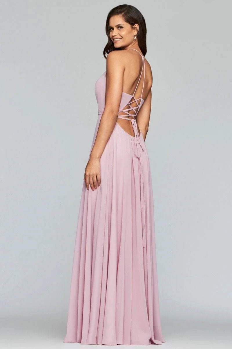 Prom Dresses A Line Long Formal Slit Prom Dress Mauve