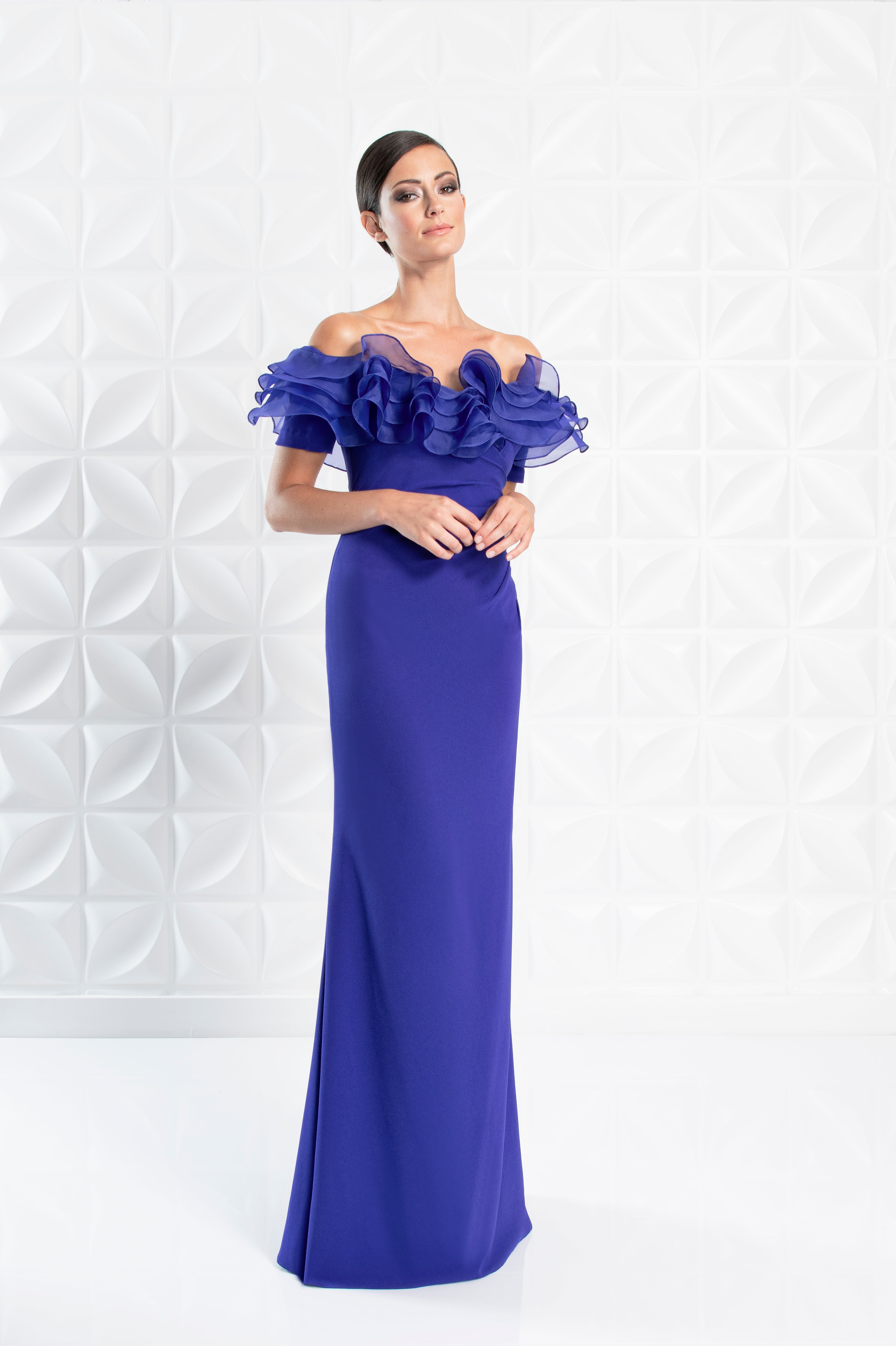 Formal Dresses Long Formal Tiered Ruffle Evening Dress Sapphire