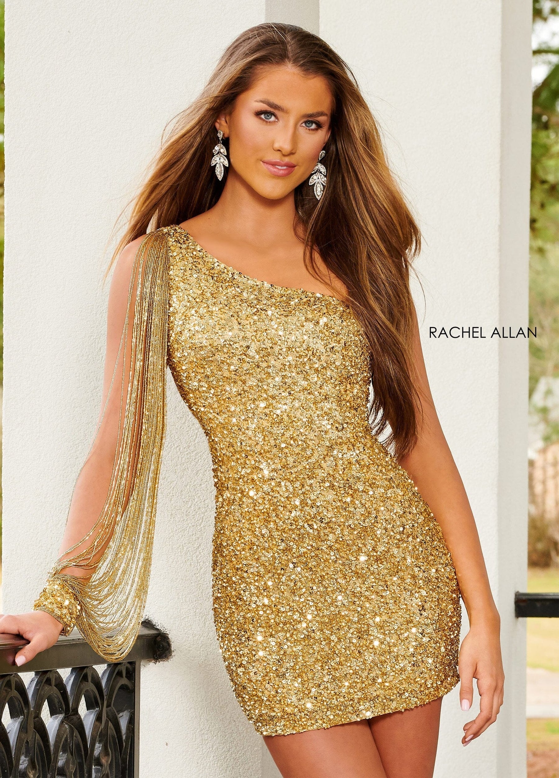 One-Shoulder Mini Sequin Cocktail Bodycon Rachel Allan 40201