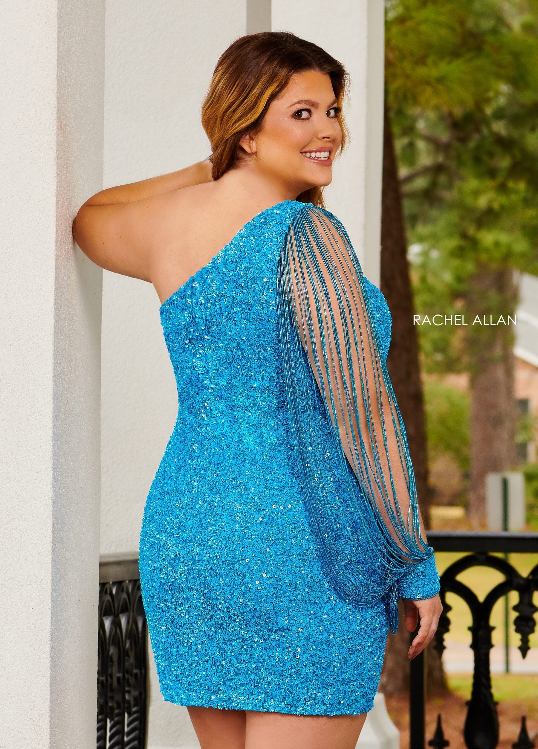 One-Shoulder Mini Sequin Cocktail Bodycon Rachel Allan 40201