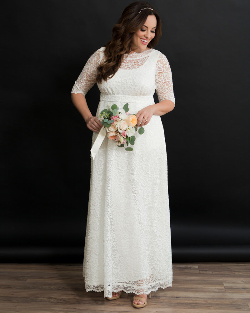 Wedding Dresses Long A Line Lace Bridal Wedding Dress Kiyonna 13170916 Ivory/White