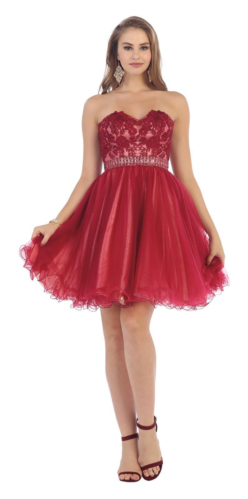 Sexy Strapless Short Dress Homecoming - The Dress Outlet May Queen