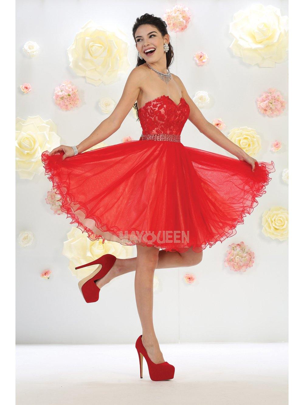 Sexy Strapless Short Dress Homecoming - The Dress Outlet May Queen