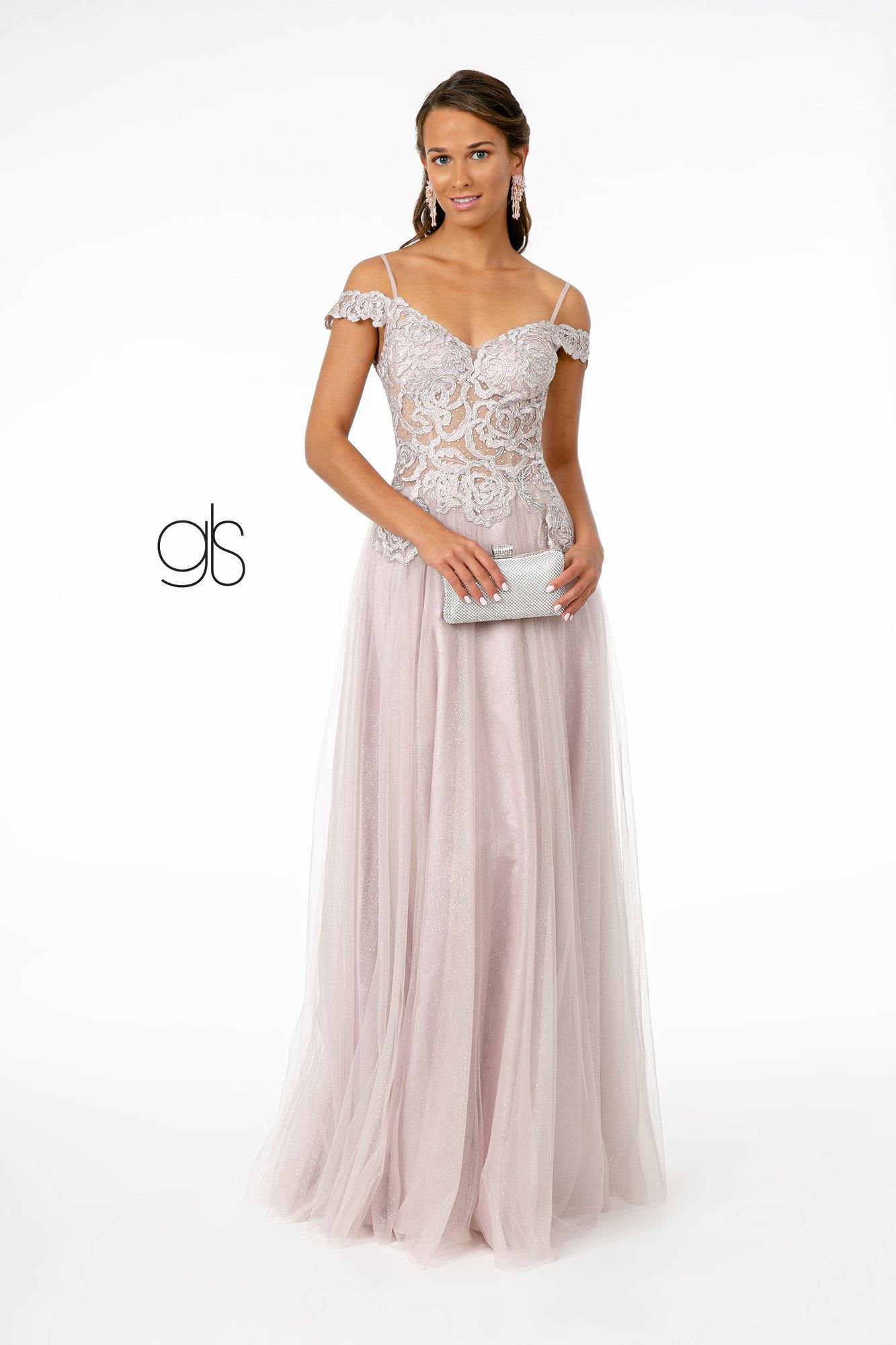 Sheer Bodice Mesh A-Line Long Prom Dress