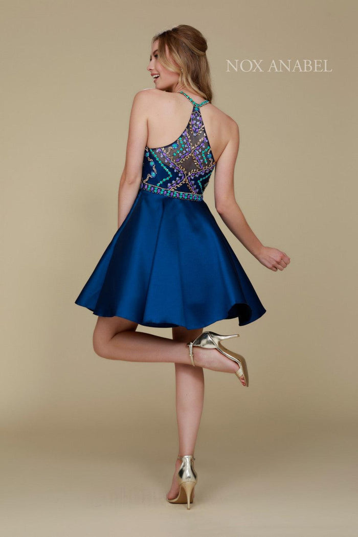 Short Beaded Homecoming Prom Dress - The Dress Outlet Nox Anabel