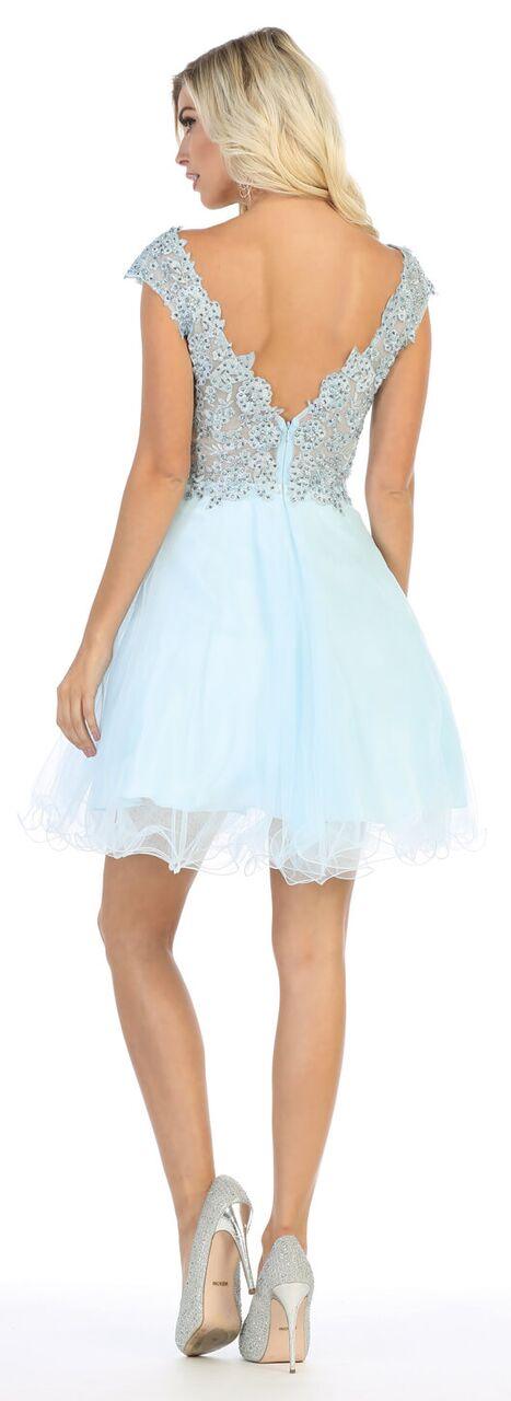 Short Cap Sleeve Plus Size Prom Homecoming Cocktail Dress - The Dress Outlet May Queen