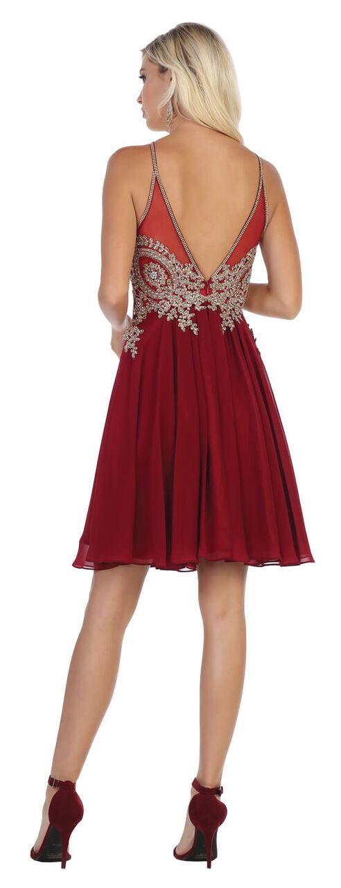 Short Chiffon Halter Top with Keyhole Neck Prom Dress - The Dress Outlet May Queen