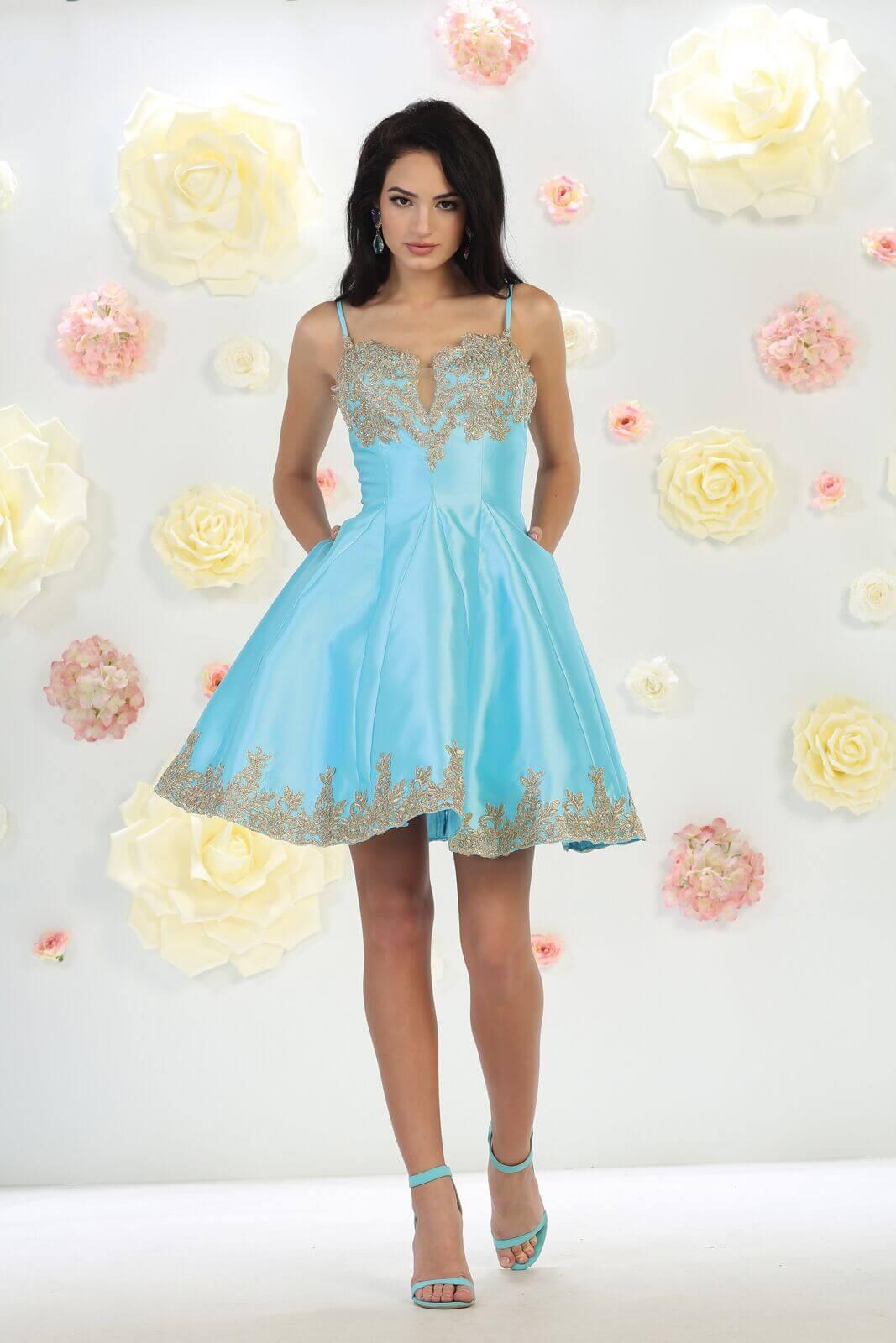 Short Cocktail Homecoming Spaghetti Strap Prom Dress - The Dress Outlet May Queen
