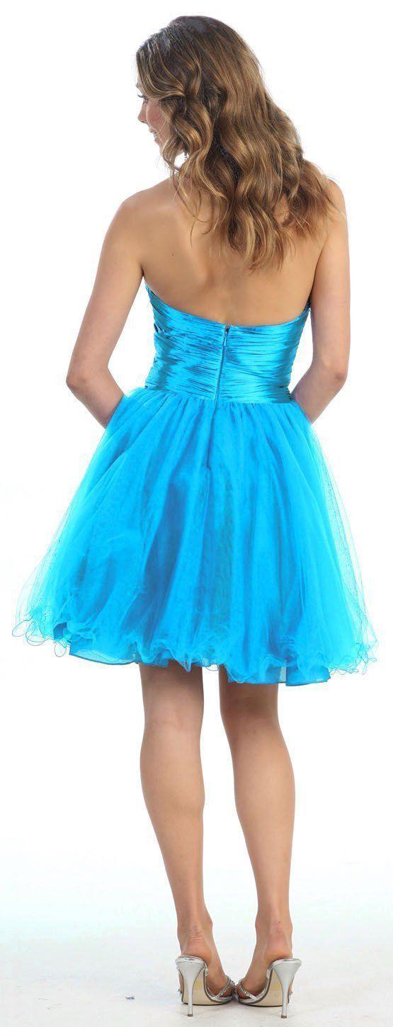 Short Cocktail Strapless Prom Formal Dress - The Dress Outlet May Queen