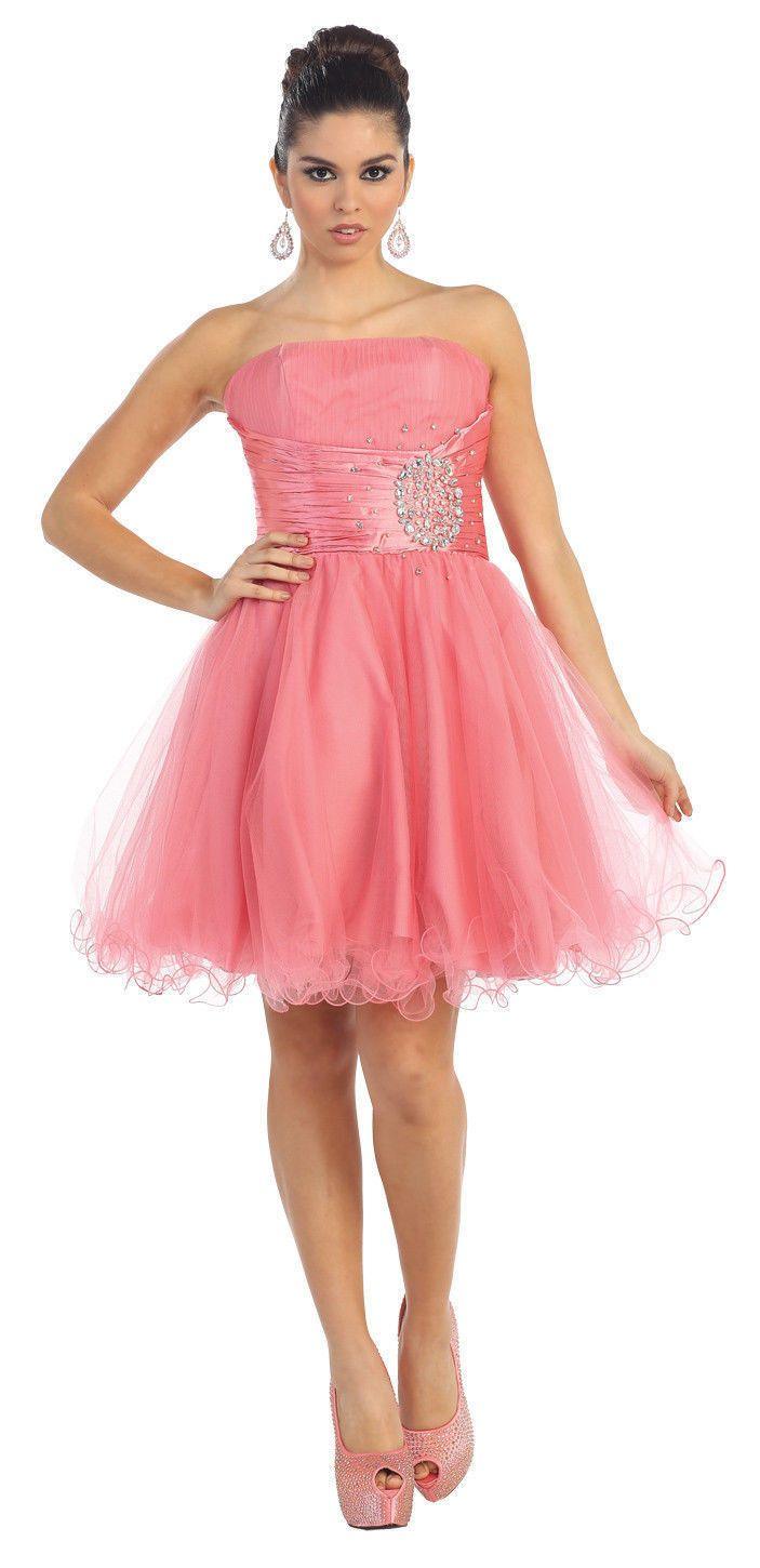 Short Cocktail Strapless Prom Formal Dress - The Dress Outlet May Queen