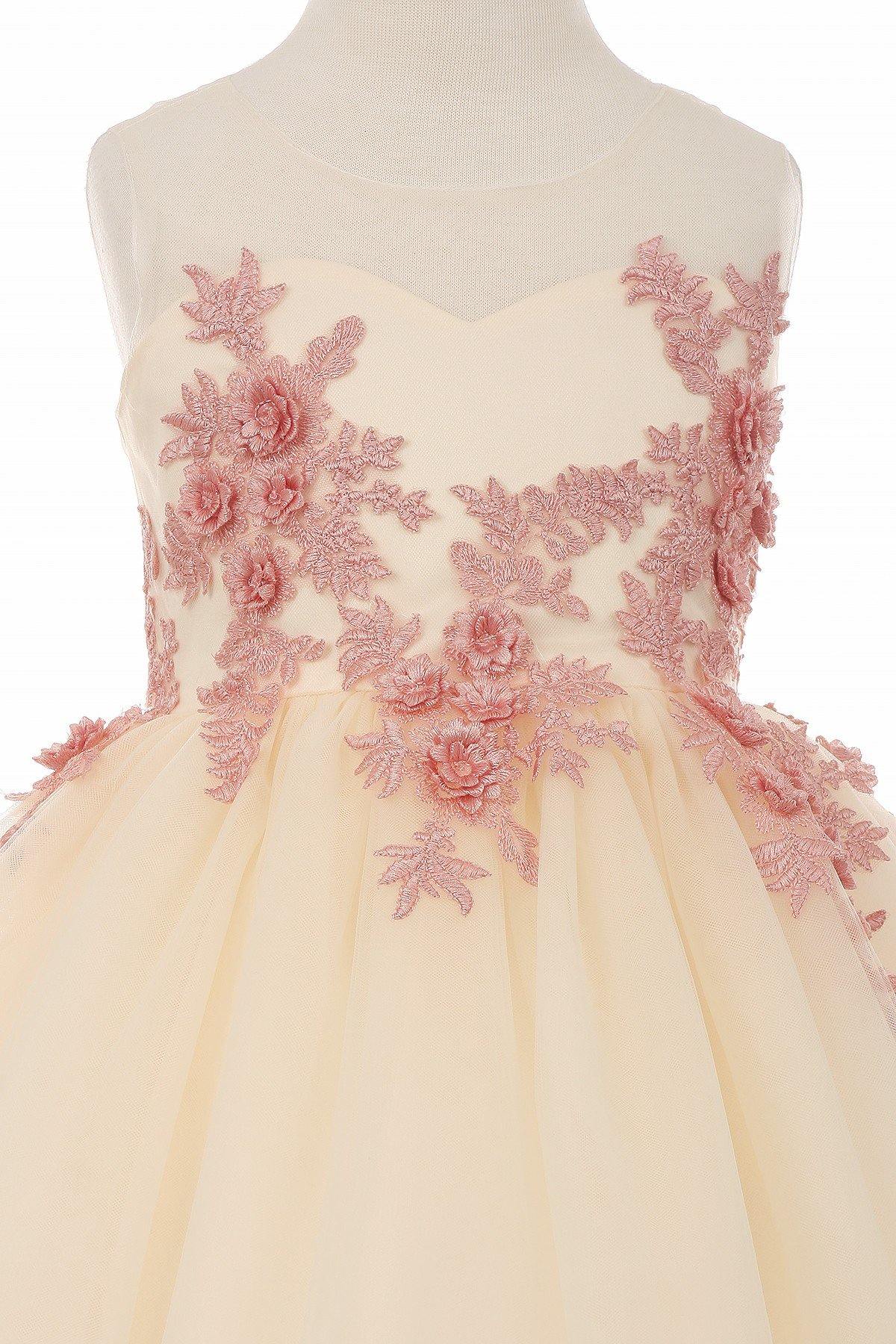 Short Floral Embellished Gown Flower Girls Dress - The Dress Outlet Cinderella Couture