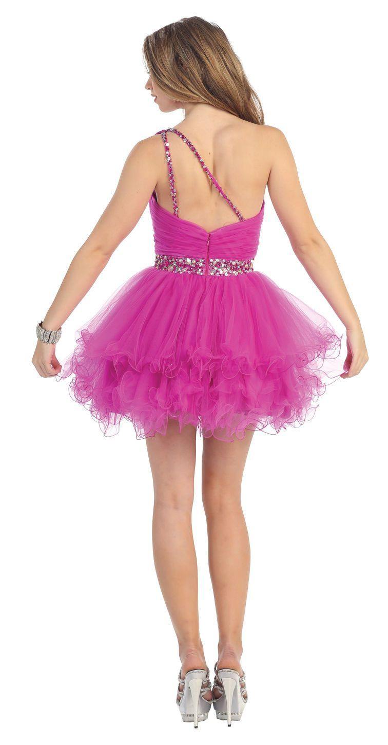 Short Homecoming Formal Prom Dress Magenta - The Dress Outlet May Queen