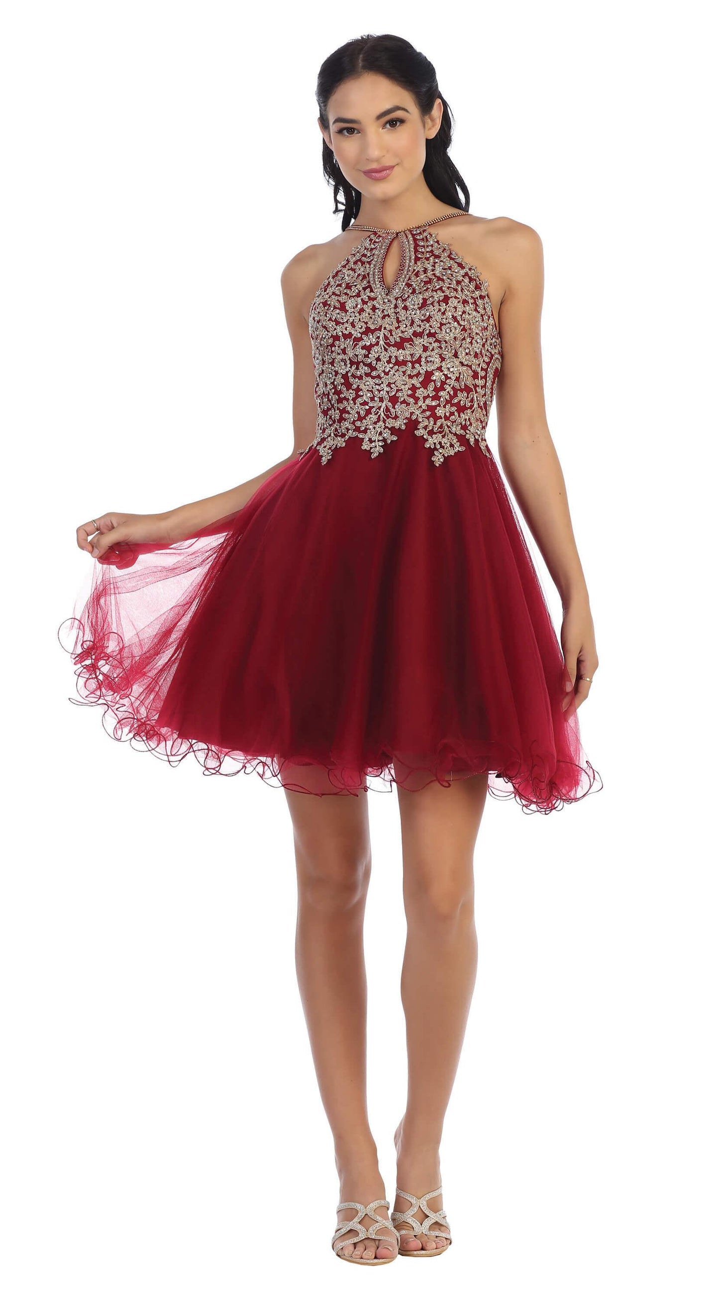 Short Homecoming Halter Prom Dress - The Dress Outlet Eva Fashion