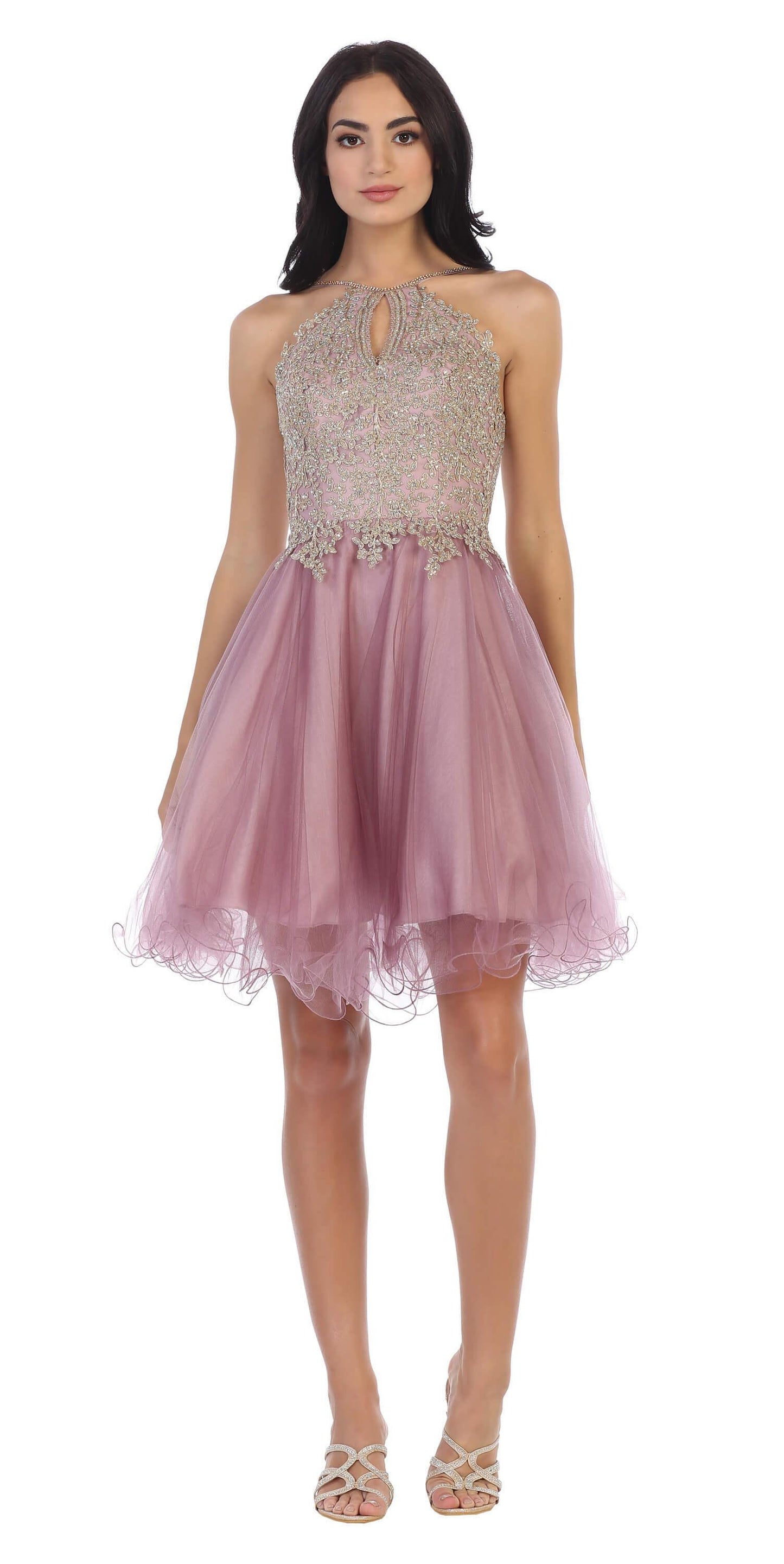 Short Homecoming Halter Prom Dress - The Dress Outlet Eva Fashion