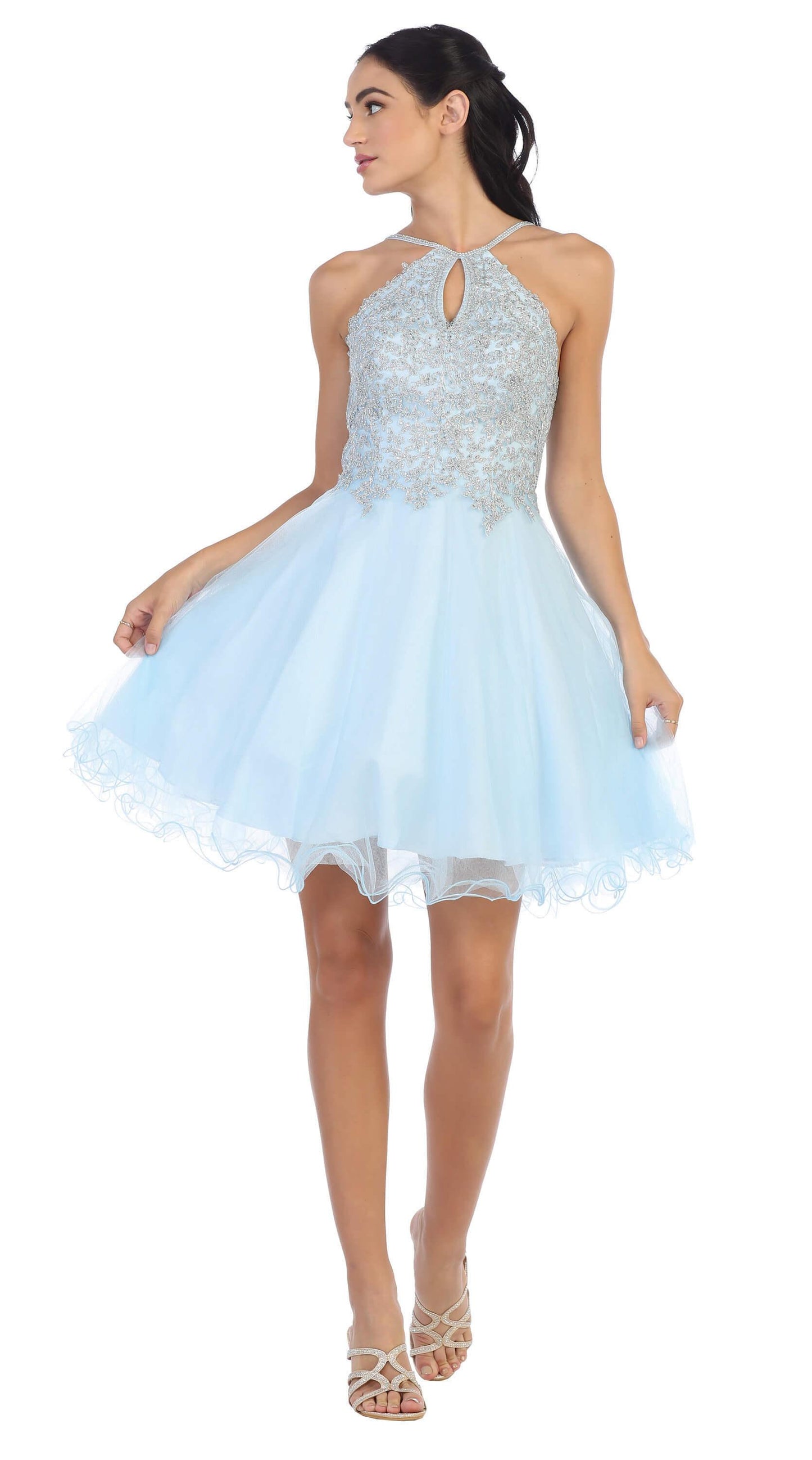 Short Homecoming Halter Prom Dress - The Dress Outlet Eva Fashion