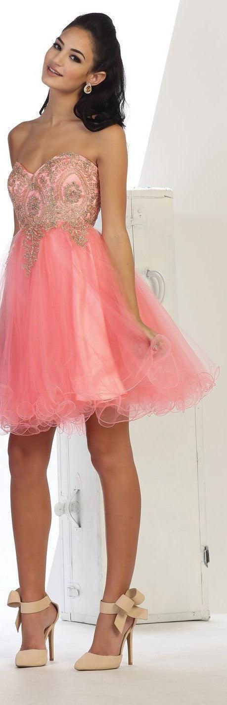Short Homecoming Prom Dress Cocktail - The Dress Outlet May Queen