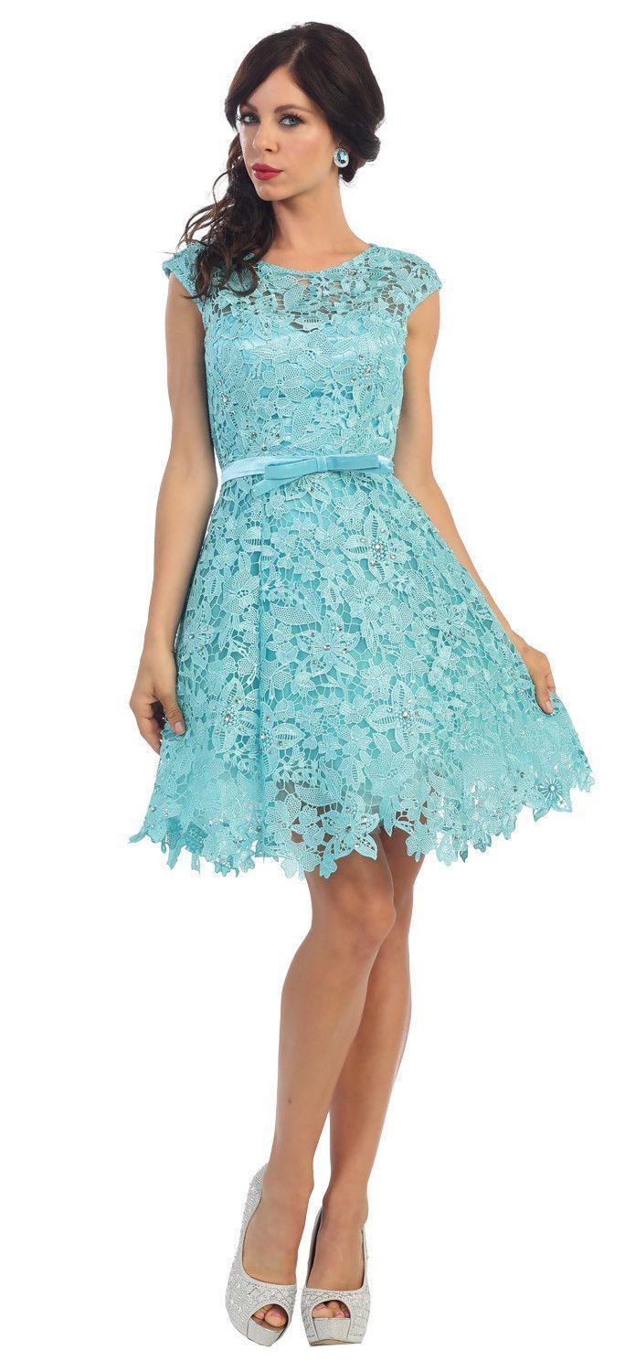 Short Lace Prom Formal Cocktail Dress Bridesmaids - The Dress Outlet May Queen