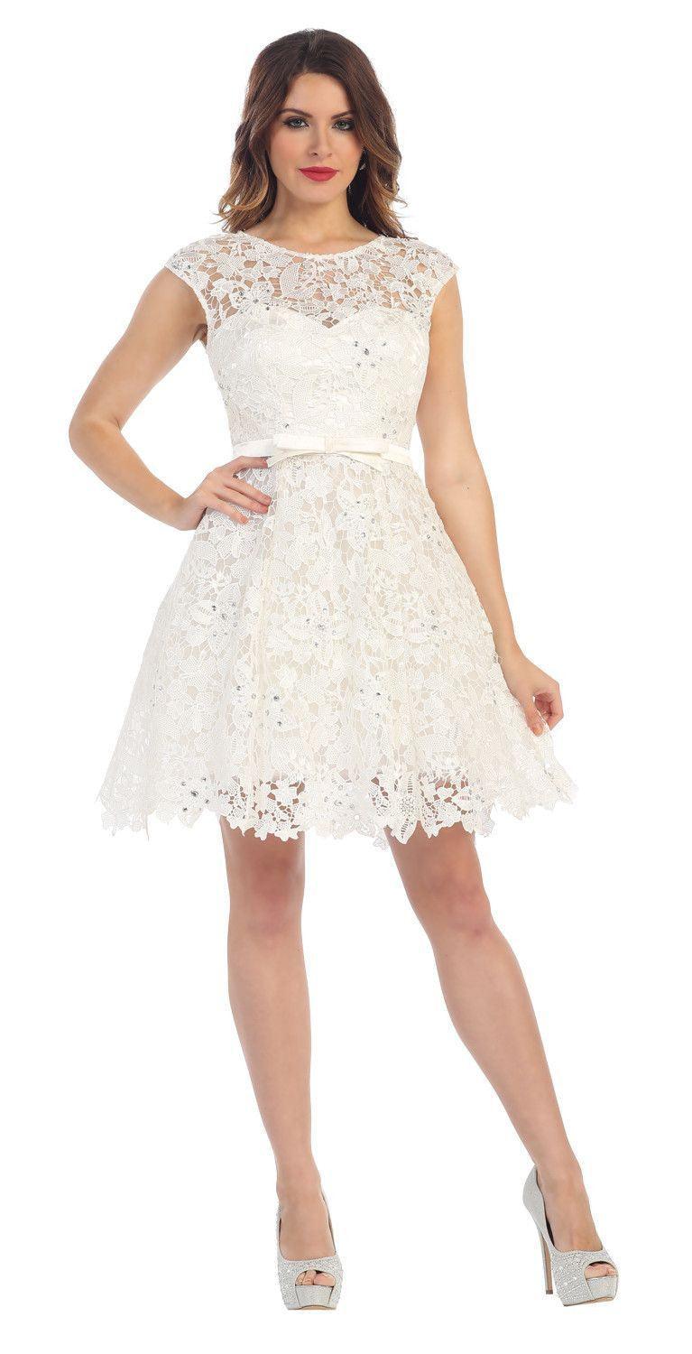 Short Lace Prom Formal Cocktail Dress Bridesmaids - The Dress Outlet May Queen