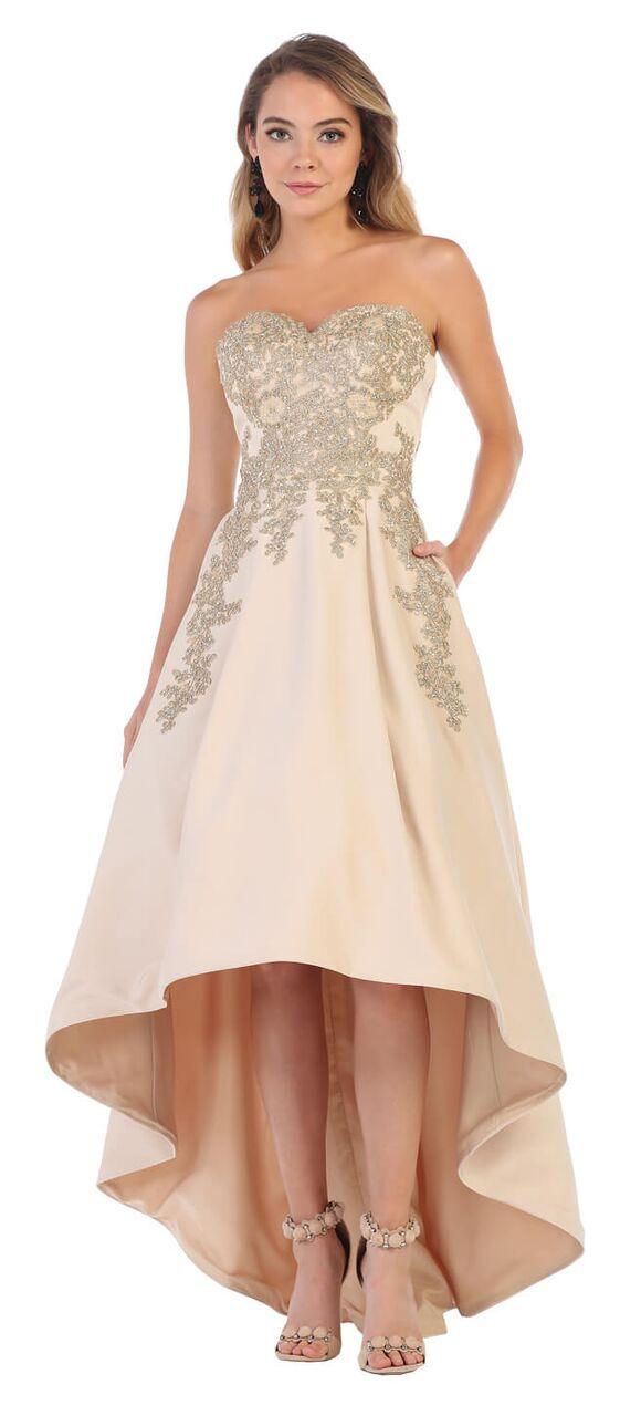 Short Long Lace High Low Prom Dress - The Dress Outlet May Queen