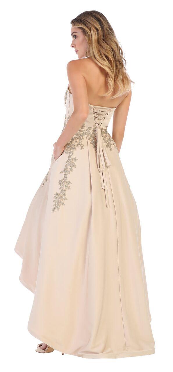 Short Long Lace High Low Prom Dress - The Dress Outlet May Queen