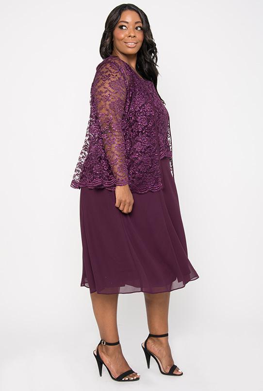 Short Mother Of The Bride Dress With Jacket - The Dress Outlet Sally