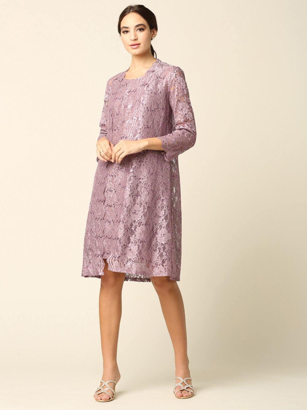 Short Mother of the Bride Lace Jacket Dress Sale - The Dress Outlet