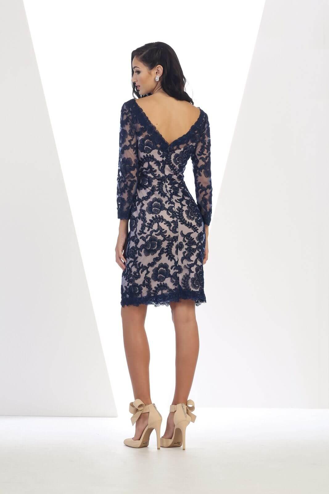 Short Mother of the Bride Long Sleeve Dress - The Dress Outlet May Queen