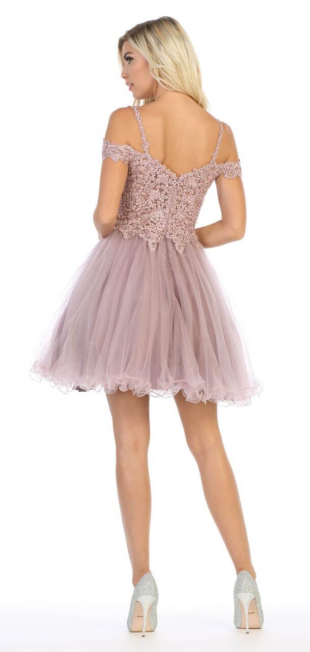Short Off Shoulder Homecoming Cocktail Dress - The Dress Outlet May Queen
