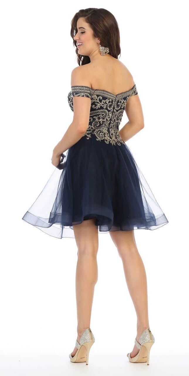 Short Off The Shoulder Plus Size Prom Dress - The Dress Outlet May Queen